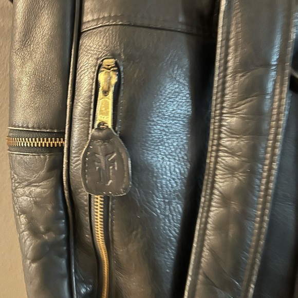 Frye genuine leather backpack with muted Gold Accents - Picture 8 of 11